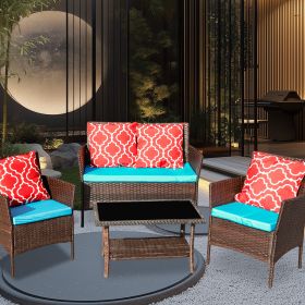 Four-Piece Sofa Set Table With Sofa Chair PE Rattan Outdoor Furniture