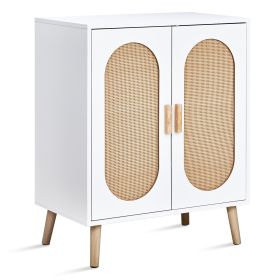 2-door Cabinet Type, Tall Leg Design,Oval Rattan Surface, Shoe Cabinet