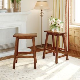 TOPMAX Farmhouse 2-Piece Counter Height Wood Dining Stools, Walnut