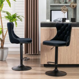 A A Swivel Velvet Barstools Adjustable Seat Height 25-33, Modern, 17.7  Base