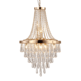 Golden Crystal Chandelier, Large Modern Luxury Chandelier For Living Room, Dining Room, Bedroom, Hallway - Bulb Not Included Unavailable Platforms- Te