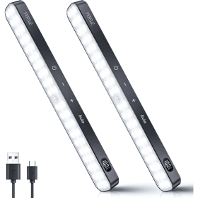 Under Cabinet Lights Rechargeable, Battery Level Display, 60 LED Motion Sensor Cabinet Light, Dimmable Touch Control (Option: White-2PCS)