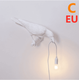 Creative Auspicious Bird Resin Wall Lamp Decoration (Option: White-C-EU)