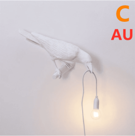 Creative Auspicious Bird Resin Wall Lamp Decoration (Option: White-C-AU)