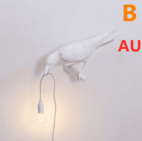Creative Auspicious Bird Resin Wall Lamp Decoration (Option: White-B-AU)