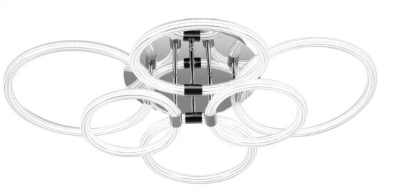 Modern LED Ceiling Light, Flush Mount Ceiling Light With Dimmable Remote Control, 6Rings Acrylic Ceiling Light Fixture For Bedroom, Living Room, Kitch (Option: Chrome Plateing)