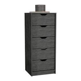 Houma Five Drawers Narrow Dresser, Slim Storage Chest of Drawers (Color: Smokey Oak)