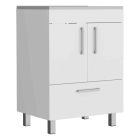 Essential Single Bathroom Vanity, One Draw, Double Door Cabinet (Color: White)