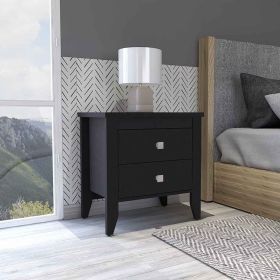 Oasis Nightstand, Two Drawers, Four Legs, Superior Top (Color: Black)