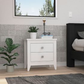 Oasis Nightstand, Two Drawers, Four Legs, Superior Top (Color: White)